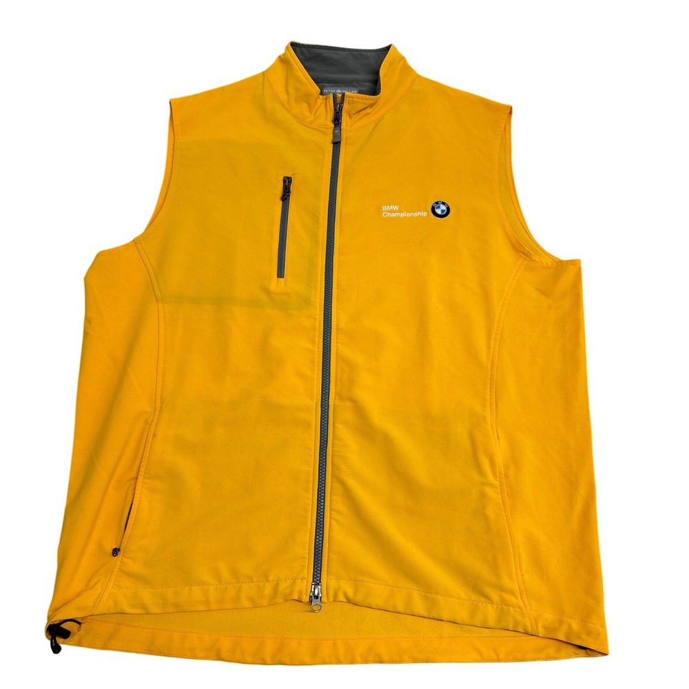 Peter Millar BMW Championship Element 4 Wind Vest Mens XL Yellow Golf Full Zip